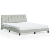 Vidaxl Posteljni okvir brez vzmetnice Hanko svetlo siv 160x200 cm žamet