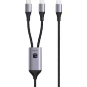 Techly ICOC MU2C-2C100W USB-C na 2x USB-C polnilni kabel 100W 1,5m PD QC PPS