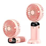 Ventilator Techsuit N15 zložljiv, digitalni prikaz, ultra tih, 1800mAh - roza