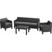 Allibert vrtna garnitura Orlando 3 Sofa, grafit + sive blazine