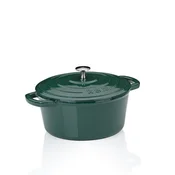 Kela Litoželezna okrogla pekač s pokrovom Calido, smaragdno zelena, 24 x 12 cm, 3,8 l