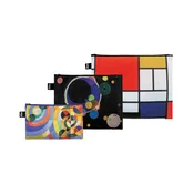 LOQI set 3 žepkov z zadrgo Zip Pockets Delaunay, Kandinsky, Mondriaan, Recycled