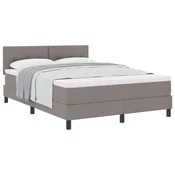 vidaXL Postelja z vzmetnico z vzglavjem Taupe 140 x 200 cm blago