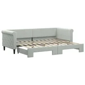 Vidaxl Izvlečna dnevna postelja svetlo siva 80x200 cm žamet