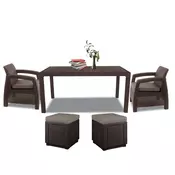 Set vrtnega pohištva Corfu duo cube rjave barve