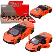 Športni avto, kovinski, s potegom nazaj, LEAN TOYS, Oranžni, 1:43