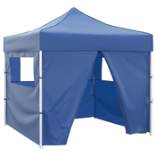 VIDAXL zložljivi paviljon s 4 stranicami (3x3m), moder
