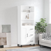 Vidaxl Visoka omara bela 69,5x34x180 cm inženirski les