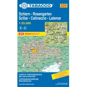 Tabacco topographische Wanderkarte Schlern, Rosengarten, Sciliar, Catinaccio, Latemar