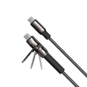 Ksix ultrahiter kabel za polnjenje s stojalom, 60W, USB-C na USB-C, pleten, 1,0 m