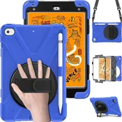 shumee Ovitek za iPad Mini 4/5 s stojalom in naramnim trakom modre barve