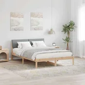 Okvir kreveta s uzglavljem Smeda i svijetlo siva 135 x 190 cm