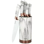 Klausberg KB-7769 set 5 kuhinjskih nožev z nosilcem – bela-rjava