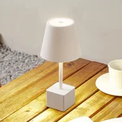 Lindby LED namizna svetilka za polnjenje Janea CUBE, bela, kovinska - Sodobni - Kovina