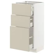 METOD / MAXIMERA Podni element s 3 fioke, bela/Havstorp bež, 40x37 cm
