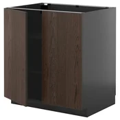 METOD Podni element s policama/2 vrata, Crnosiva/Sinarp smeda, 80x60 cm
