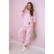 Cotton sweatshirt and trouser set powder pink