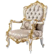 Casa Padrino luxury baroque armchair silver/beige/black/white/gold - Magnificent living room armchair with rhinestones - Baroque style living room furniture - Luxury furniture baroque style