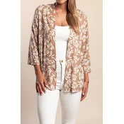Plus size kardigan s potiskom, bež