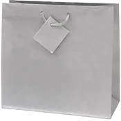 PROMOCIJA VREČKA DARILNA PLASTIFICIRANA MAT SREBRNA HORIZONTAL