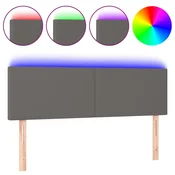 Vidaxl LED posteljno vzglavje sivo 144x5x78/88 cm umetno usnje