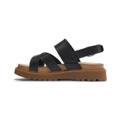 Timberland za ženske. TB0A61TRW021 Clairemont Way usnjeni sandali z naramnicami nazaj črni (37 W), Črna, Ravna stran, Zaponka, Pri