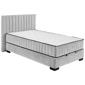 MID.YOU POSTELJA Z VZMETNICO 120 cm  x 200 cm , tekstil, leseni material svetlo siva