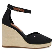 Nizki čevlji Tommy Hilfiger Flag High Wedge Espad Closed Toe FW0FW08494 Črna