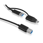 ICY BOX ICY BOX USB kabel USB 3.2 gen. 1 (USB 3.0) USB-C® vtič\, USB-A vtič\, USB-B vtič 1.00 m črna  60858, (20416200)