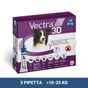 Vectra 3D raztopina XS za zelo majhne pse 3 x 3,6 ml pipeta za srednje pse (>10 - 25 kg, kék)