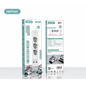 Aerbes 2M Razdelilec 3 x 220V + 2 x USB A + 2 x USB C + Prenapetostna Zaščita