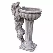 Casa Padrino baroque bird bath with decorative dog sculpture antique gray H. 100 cm