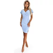 Womens dress with clutch neckline, sleeves and belt Numoco