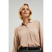 Womens viscose blouse with pockets MOODO - beige