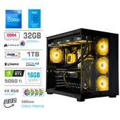 Računalnik MEGA MT S5 i5-12600K/RTX5060Ti-16GB/16GB/1TB-4.0/750W/Brez OS/črna RGB + Estetski napajalni kabli [Rumena/Črna)