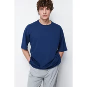 Trendyol Navy Blue Basic 100% Cotton Crew Neck Oversize/Wide-Fit T-Shirt
