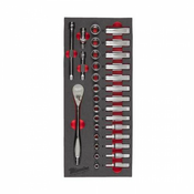 MILWAUKEE Račna in natični ključi 3/8” v penastem vložku 32 delni set 4932479825