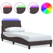 Vidaxl Posteljni okvir brez vzmetnice Hanko temno rjav 80x200 cm blago
