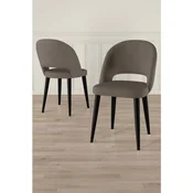 Hanah Home set trpezarijskih stolica Pane 8 kom, kapucino tkanina Babyface, crne metalne noge