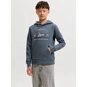 Jack & Jones Junior Majica temno modra/dimno-siva/bela