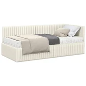 Vidaxl Kotni okvir postelje z matrico 2 pcs krema Žamet