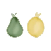 Rumene/zelene silikonske otroške sklede v kompletu 2 ks Lemon & Pear – OYOY Mini