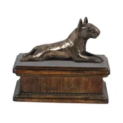 shumee Bulterier - žara za pasji pepel, klasična žara s kipcem, elegantna žara s psom znamke Art-Dog