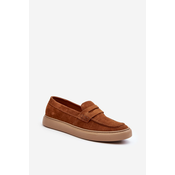 Mens Suede Loafers Shoes Zazoo 1566 Brown