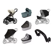 Mestni voziček Thule Urban Glide 4-wheel Soft beige + Bassinet Mid blue SET 7in1