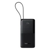 Power bank Baseus Bipow 2 10000mAh z vgrajenim USB-C kablom in pametnim prikazovalnikom, 20W - black