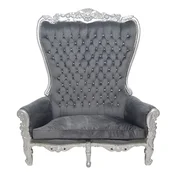Casa Padrino Baroque Double Throne Armchair Gray Silver Bling Stones