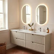 Skye Decor Set kupatilskog ormarica sa umivaonikom i ogledalom, 2 dela, Bež