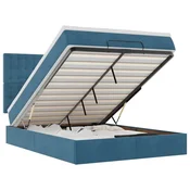 Vidaxl Otomanska postelja z vzmetnicami temno modra 140x190cm žamet