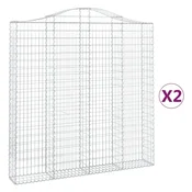 Vidaxl Obokane gabion košare 2 kosa 200x30x200/220 cm pocinkano železo